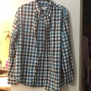 Blue and black button-down shirt